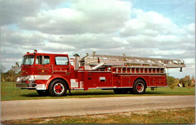 Postcard Boyer Aerial Fire Truck Engine Delivered to Logansport, Indiana