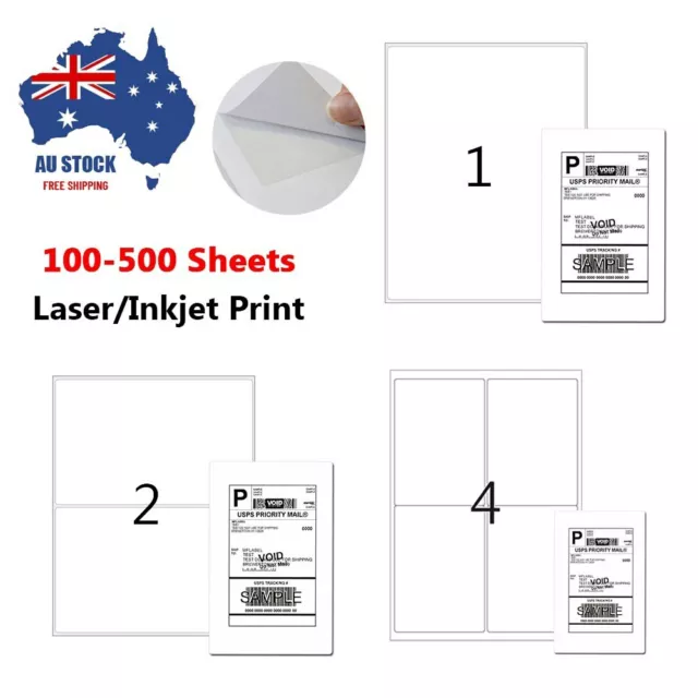 A4 Self Adhesive Labels Laser Inkjet Mailing Address Sticker 1/2/4 Per Sheet