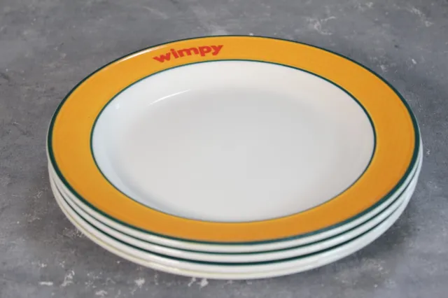 Vintage Wimpy Burger Restaurant 4 x 9" Round Plates Ceramic Dudson China 2001