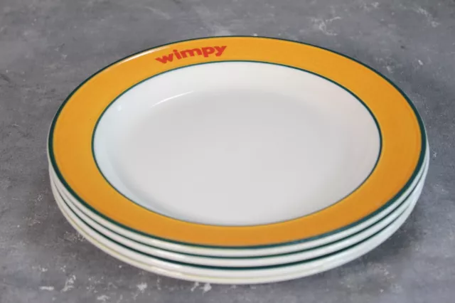 Vintage Wimpy Burger Restaurant 4 x 9" Round Plates Ceramic Dudson China 2001