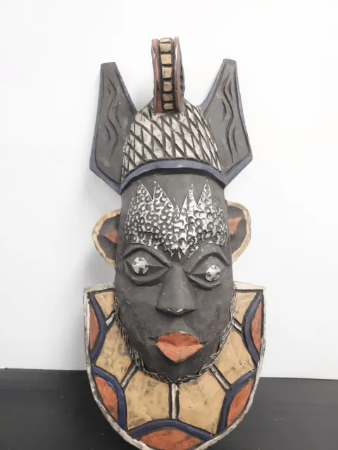 Hand Painted Wooden Tribal Mask Wall Décor