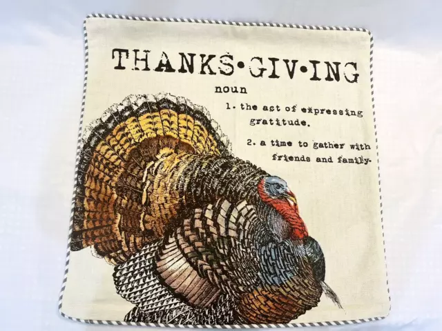 POTTERY BARN PILLOW Cover Thanksgiving Definition Sentiment Turkey 18 ...