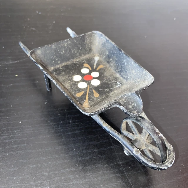 VINTAGE AVIS PRODUCTS Cast Iron Wheelbarrow Ashtray Decoration Made In