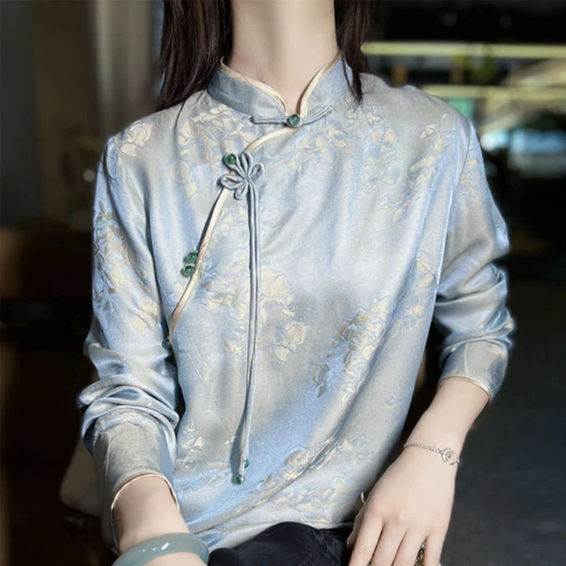 Chemisier Satin Brillant Femme - Col Boutonné, Coupe Slim, Multicolore, Neuf Avec étiquette
