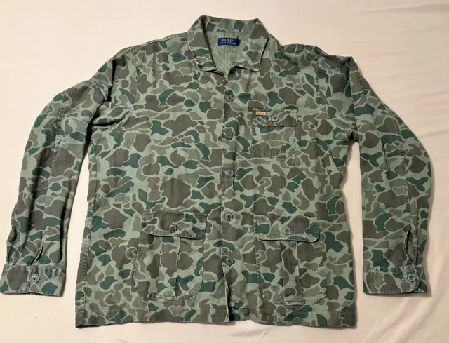 Polo Ralph Lauren Mens Herringbone Military Army Camo Jacket Size XL (Very Rare)