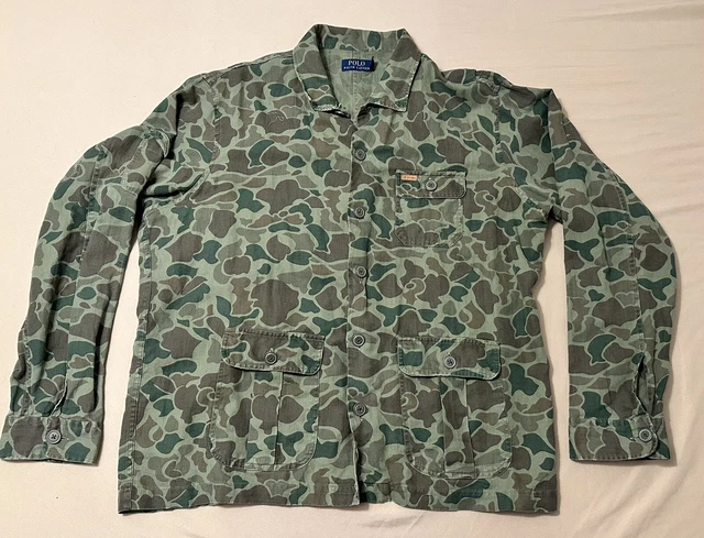 Polo Ralph Lauren Mens Herringbone Military Army Camo Jacket Size XL (Very Rare)