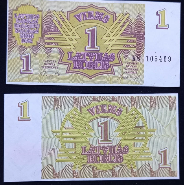 Banconote Banknote Viens 1 Latvijas Rublis 1992 Lettonia Fds Unc- Also Series
