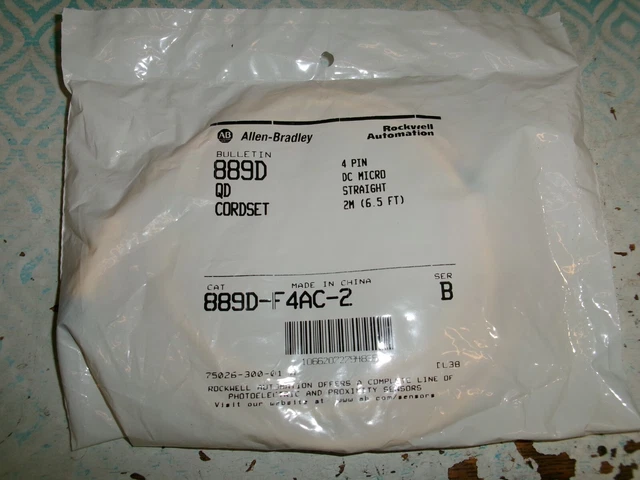 Allen Bradley 889D Qd Cordset 889D-F4Ac-2 Ser B 4 Pin Dc Micro Straight (300-3)