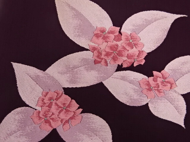 6228055: Japanese Kimono / Antique Nagoya Obi / Woven Hydrangea