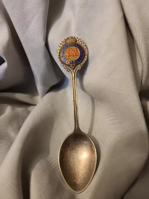 Vtg Souvenir Spoon Collectible RMS Franconia Enamel Cunard Wht Star Line 4 5/8”