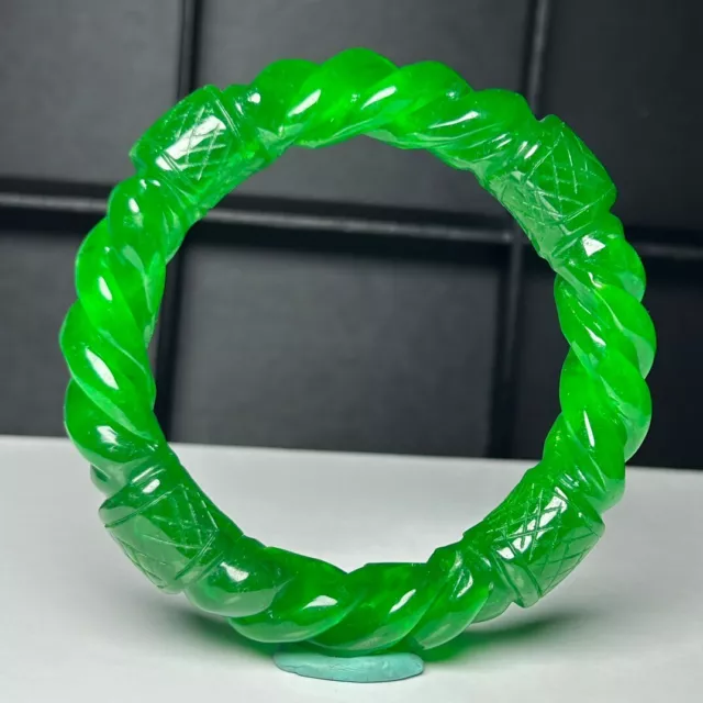 Certified Natural High Ice A Green Burmese Jade jadeite Bracelets bangle 59MM