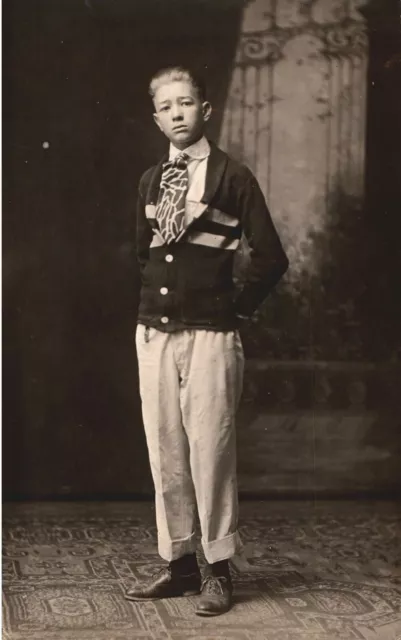 Vintage Postcard Young Man Posing On Real Photo Card Early