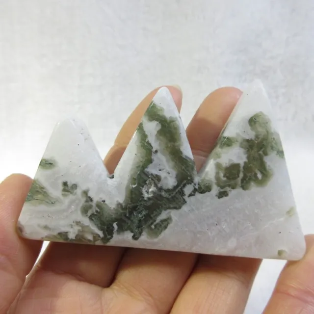 68g Natural Moss Agate mountain Shaped Carved Crystal-Reiki Specimen healing