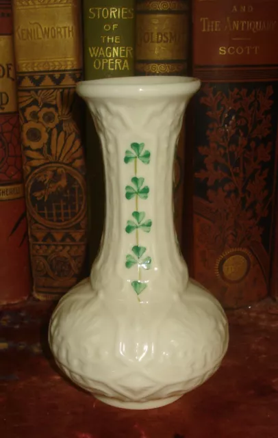 Belleek Vase Embossed Oak Leaf 5.5" Classic Irish Shamrock Decoration #0857