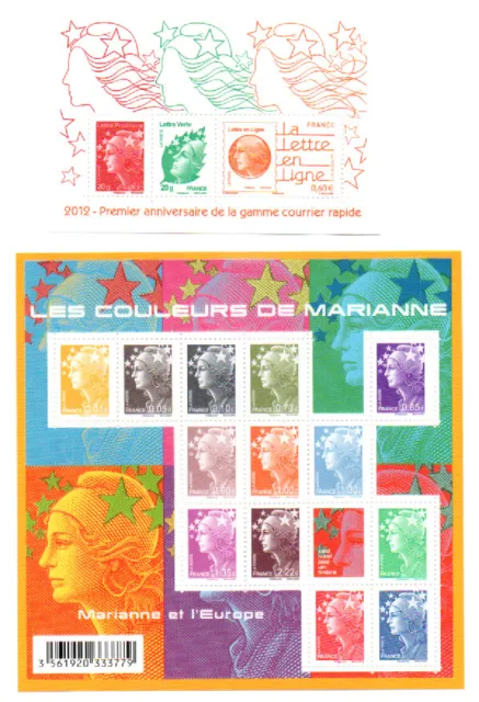 feuillet bloc timbres france neufs les couleurs de marianne