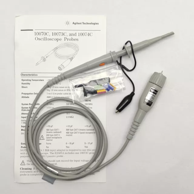 Agilent Keysight 10073C Oscilloscope Probe 10:1 2.2MΩ 12pf for 1MΩ 6-15pf 500MHz