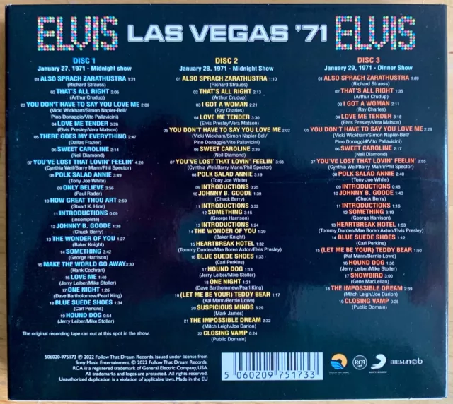Elvis Presley FTD180 'Las Vegas '71' 3CD NEW! 2