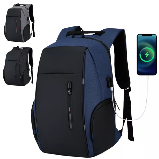 17" Waterproof Anti-theft Loptop Backpack School Bookbag Travel Rucksack Bag USB