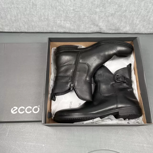 Ecco Touch 15 B Boots Sz 40 / 9-9.5 Womens Black Leather Gore-tex Zip Booties