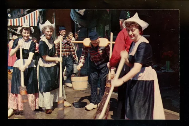 Michigan MI postcard Holland Tulip Time parade festival chrome