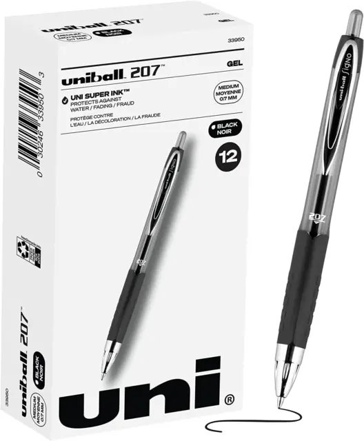 Uni-Ball Signo 27 Gel Pen 12 Pack, .7Mm Medium Black Pens, Gel Ink Pens