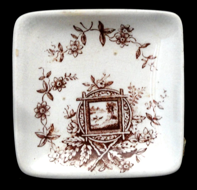 Brown Aesthetic Transferware Butter Pat MAITLAND Staffordshire 1890