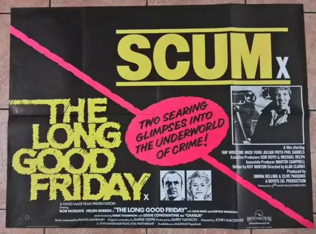 SCUM/THE LONG GOOD FRIDAY 1981 ORIGINAL UK QUAD POSTER  30 x 40 ''