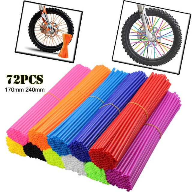 72-Piece Motorcycle Spoke Covers - Red Wheel Rim Wraps For Dirt Bikes