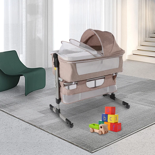 Foldable Baby Bassinet Portable Baby Bed For 0-24 Months Baby W/ Storage Basket