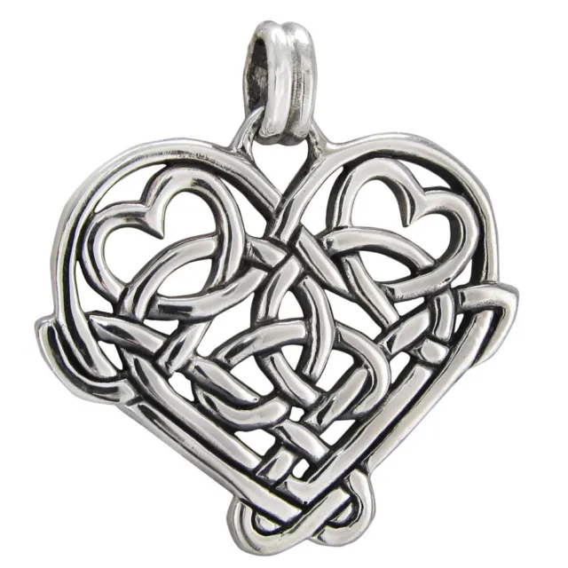 Sterling Silver Celtic Love Knot Heart Pendant - Irish Knotwork Love Talisman