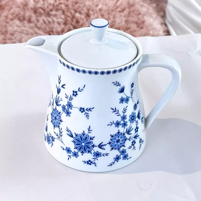 Bavaria W. German Seltmann Weiden Bayerisch-Blau White Porcelain Pottery Tea Pot