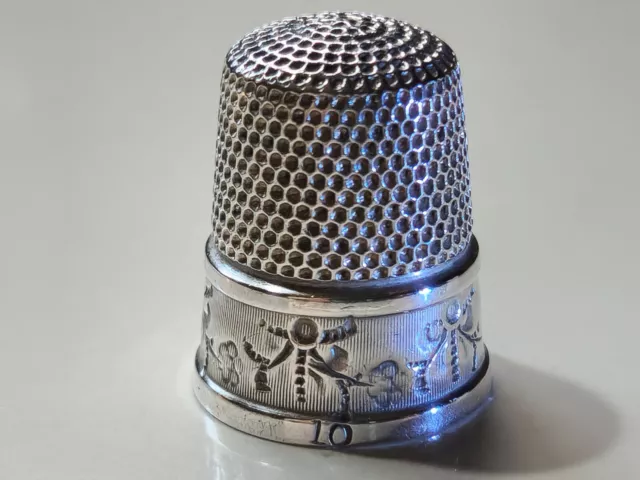 Antique Simons Bros Sterling Silver Thimble size 10 No holes c1890's EC