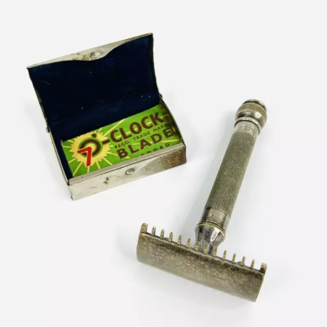 Vintage Gillette Khaki WWI Military Safety Razor 1915 C648958 plus Blade Case