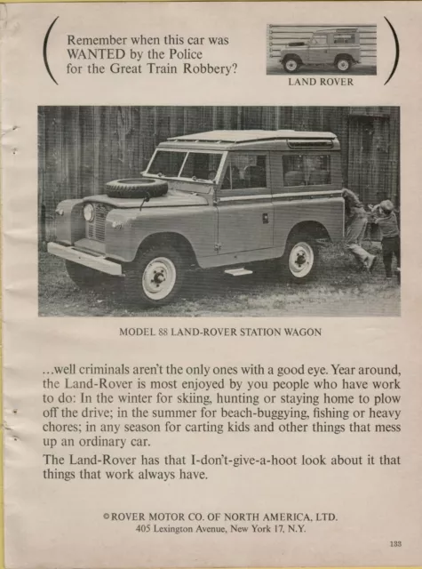 1964 Land-Rover Model 88 Station Wagon Great Train Robbery Vintage Print Ad