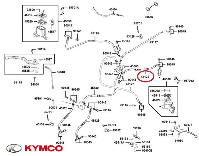 Neuf Oem Kymco Durite De Frein Arriere Kxr 250 / Maxxer 250 300 / Mxu 250