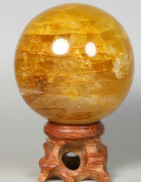 NATURAL  Yellow PHANTOM MULTI-INCLUSIONS Rainbow CRYSTAL Polishing Sphere Ball
