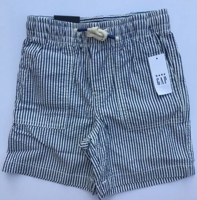 Bambini Gap Righe Blu Cotone Pantaloncini da Infilare Età 2, 3 O 4