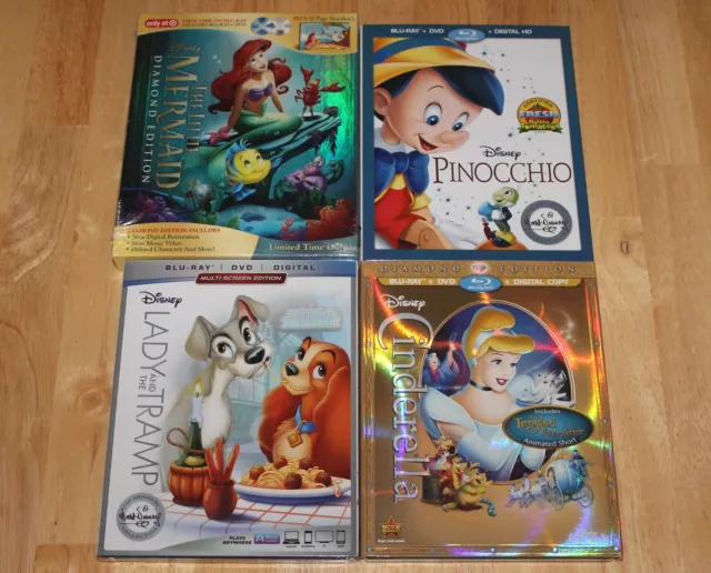 The Little Mermaid, Pinocchio, Cinderella, & Lady & The Tramp Blu-ray/DVD