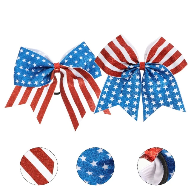 2 PIEZAS Horrillas para el cabello Para niños Cuerda para el cabello Bandera Americana Decoraciones
