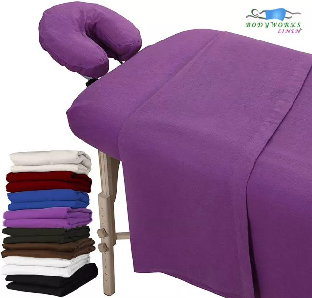 Massage Table 100% Double Brushed Cotton Flannel Sheet set 3 pcs Lavender Color