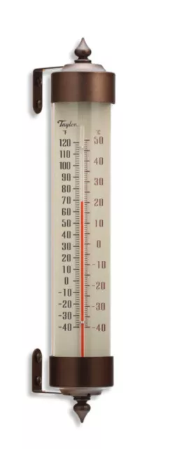 12.25-inch Heritage Long Glass Tube Thermometer in Bronze