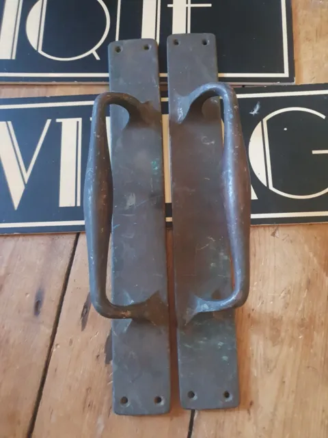 3 Large antique vintage old Door Handle Pulls HUGE 15 inch