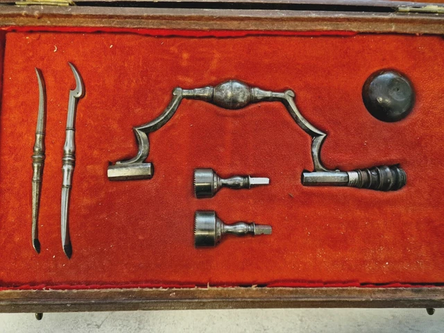 VERY RARE FRENCH 18th CENTURY TREPANNING SET IN WOOD CASE