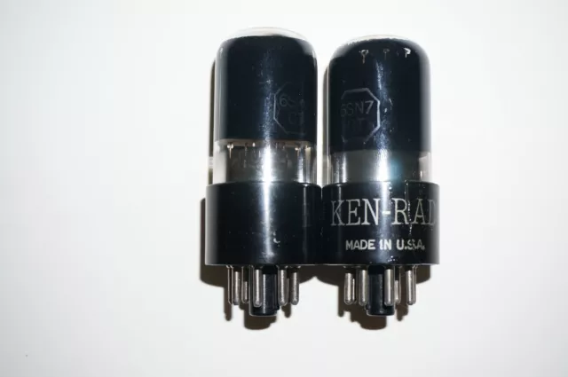 Pair of Ken-Rad  6SN7GT VT-231 1 Black Glass Vacuum Tubes - Test strong