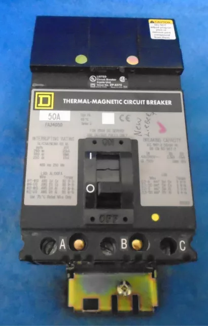 Square D Circuit Breaker Fa34050 50A 480V 3P 50/60Hz I-Line 1Yr Warranty