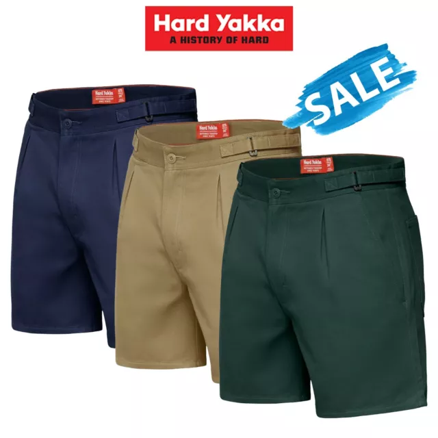 SALE Hard Yakka Drill Short Side Tab Shorts Cotton Work Tough Trade Comfy Y05340