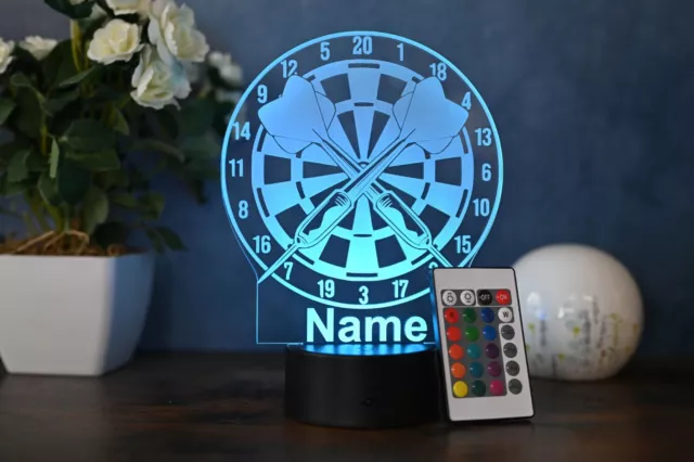 Personalisierte LED Tischlampe im Dartscheiben-Design:  Dart Geschenk für Spiele