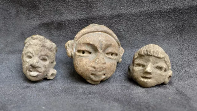 3 Nice human heads from a statue, MAYA Guatamala.