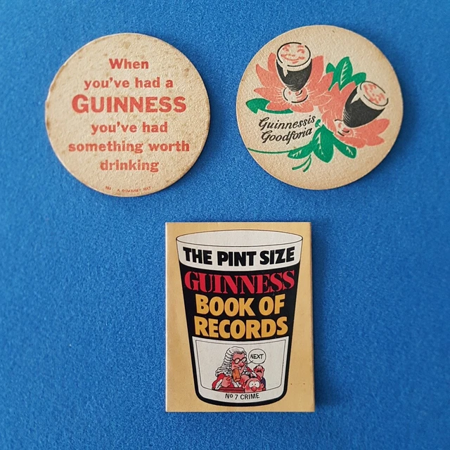 GUINNESS PINT SIZE Book of Records No 7 Crime & two rare 60s/70s beer