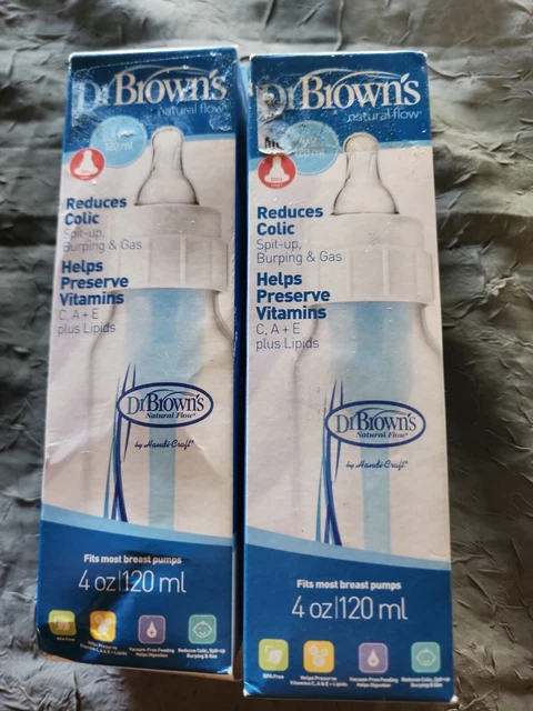 Dr. Brown's Natural Flow Anti Colic Baby Bottle 4 oz 2 pack (NEW) (T1)